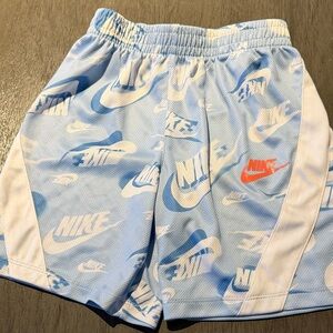 Nike Kids Light Blue and White Patterned Shorts